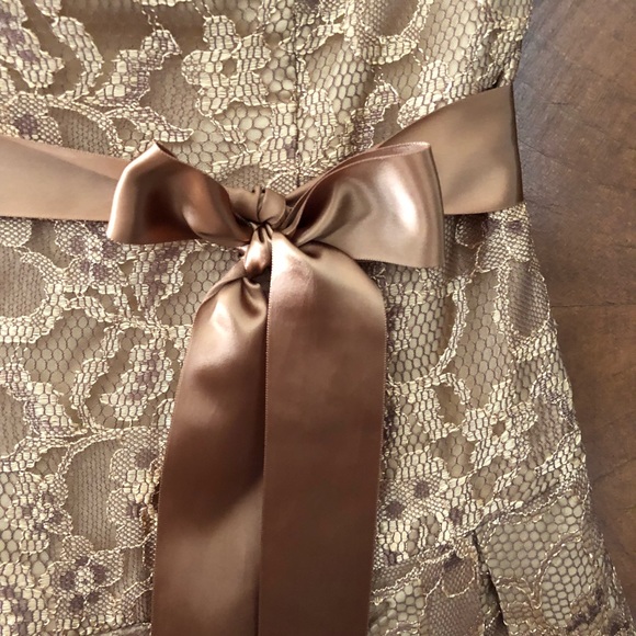 SOLD Betsy & Adam Bronze Lace Strapless Dress - Picture 3 of 8